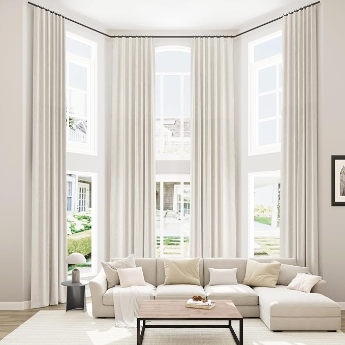 Guken Cream 100% Blackout Cream Linen Curtains 52 Inch Wide by 146 Inch 2 by Guken