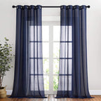 NICETOWN Linen Sheer Living Room Curtains 90 inch Long, Privacy Chic Semi Sheer by NICETOWN