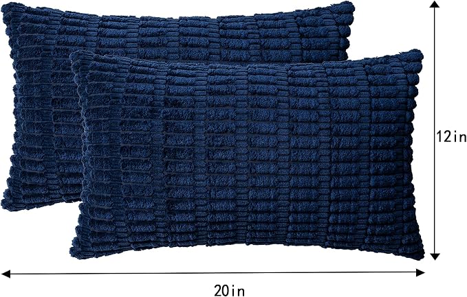 Pack of 2 Corduroy Decorative Throw Pillow Covers 12x20 InchSoft Boho Striped - Image 4