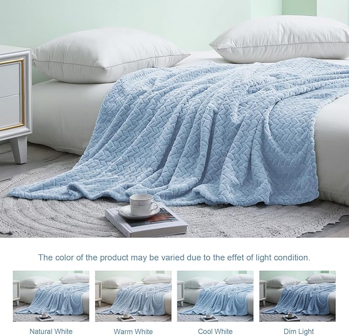 Exclusivo Mezcla Light Blue Fleece King Size Blanket - Image 5
