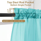 Chyhomenyc Sheer Turquoise Curtains 90 inches Long 2 Panels, Light Filtering - Image 2