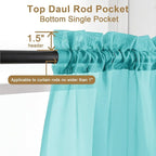 Chyhomenyc Turquoise Sheer Curtains 96 inches Long 2 Panels, Light Filtering - Image 2