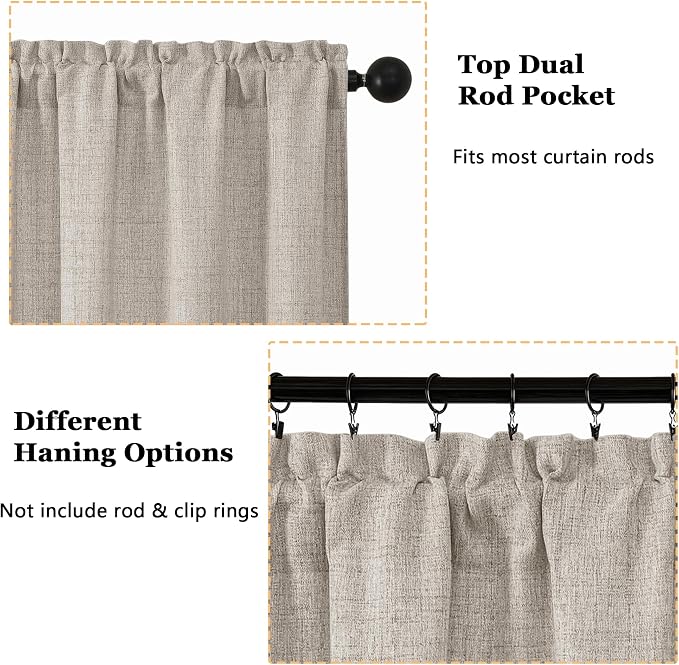OWENIE Linen Valances for Windows 1 Pcs 22 Inch Length, Light Filtering - Image 4