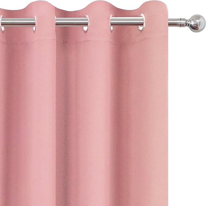 LEMOMO Pink Blackout Curtains 66 x 63 Inch Length/Set of 2 Curtain - Image 7
