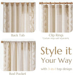 jinchan Belrose Linen Curtains for Bedroom Floral Curtains 63 Inch Length Linen - Image 6