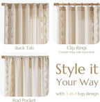 jinchan Belrose Linen Curtains for Bedroom Floral Curtains 90 Inch Length Linen - Image 6