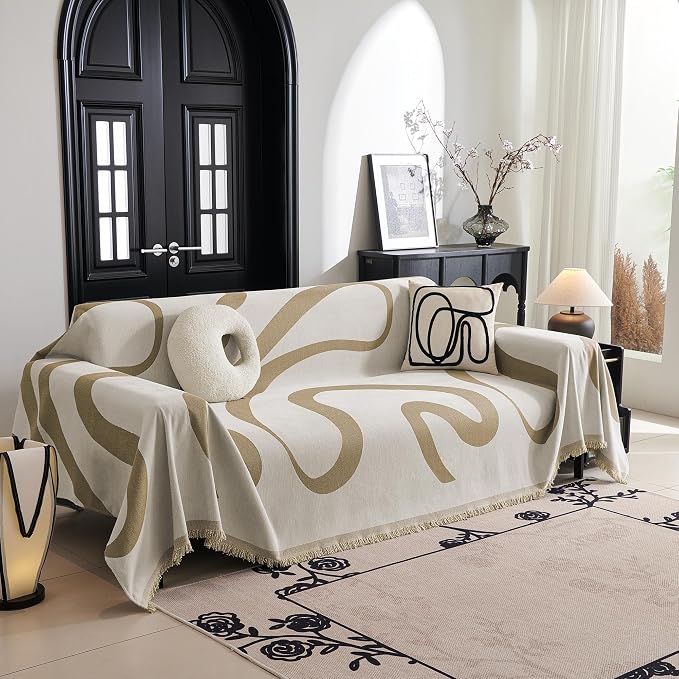 MYSKY HOME Couch Cover for 3 Cushion Couch Sofa Cover, Super Soft Boho Couch by MYSKYHOME