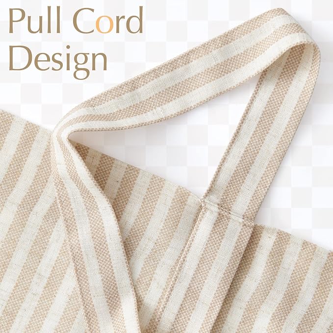 jinchan Tie Up Linen Textured Striped Bow Tie Curtain - Image 5