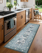 GarveeHome Provence Misty Blue 2x6 Washable Kitchen Runner Rugs Non Slip - Image 2