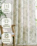 jinchan Linen Curtains Floral Curtains 96 Inch Length - Image 4
