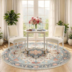 RELEANY Area Rugs 5ft Washable Non-Slip, Floral Vintage Distress Print Pattern - Image 2