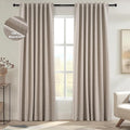 Topfinel Light Blocking Rustic 96 Inch Long Linen Curtains 2 Panel Set by Topfinel