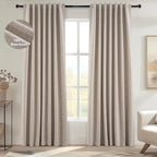 Topfinel Light Blocking Rustic 96 Inch Long Linen Curtains 2 Panel Set by Topfinel