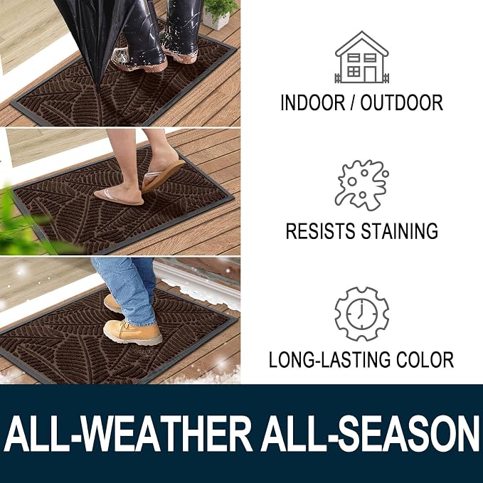 Colorxy Waterproof Doormat, Sturdy Natural Rubber Front Door Mats, Non Slip Low - Image 4