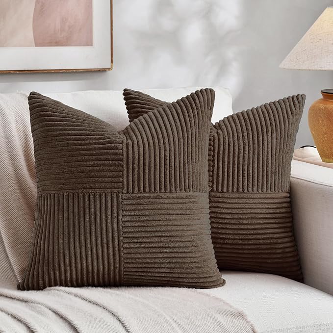 Fancy Homi 2 Packs Dark Brown Euro Decorative Throw Pillow Covers 26x26 Inch by Fancy+Homi