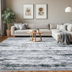 Lansny Modern Abstract 8x10 Large Machine Washable Living Room Rug Non-Slip by lansny