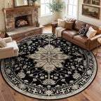 Area Rugs 8ft Washable Non-Slip, Floral Vintage Distress Print Pattern by RELEANY