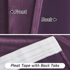 RYB HOME Purple Velvet Curtains 84 inches, Back Tab Soft Fabric Room Darkening - Image 7