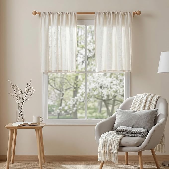 MYSKY HOME Natural Linen Curtains 24 Inch Long - Image 4