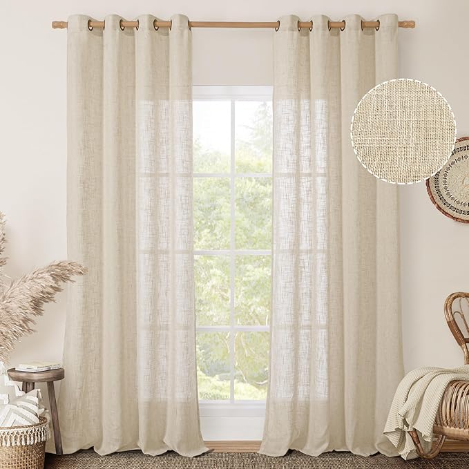 LAMIT Extra Long Linen Curtains 108 inch Long by LAMIT