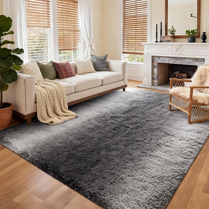 Area Rugs for Living Room, 6x9 Feet Soft Fluffy Plush Rug High Pile Non-Slip - Image 2