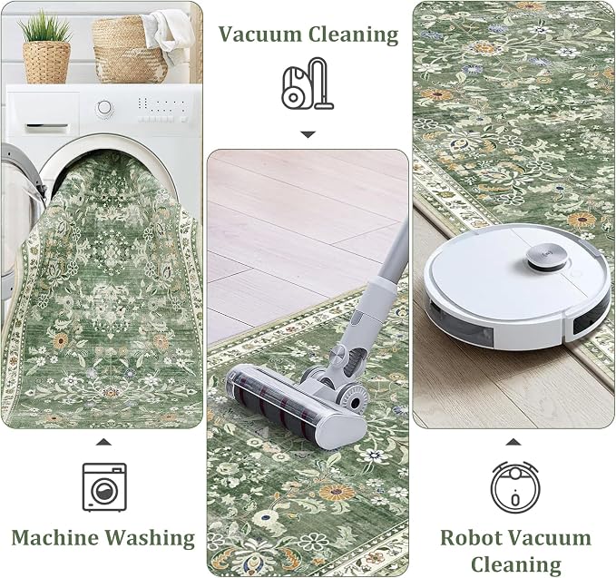 Yamaziot Washable Runner Rug 2x4 – Non Slip Boho Floral Hallway Runner Rug - Image 4