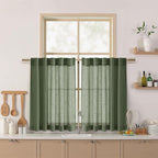Nanspring Short Linen Cafe Curtains 36 Inch Length by Nanspring
