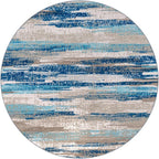 Lansny Modern Abstract Round Rug 3Ft, Circular Entryway Rugs Thin Print Faux - Image 9