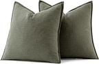 MIULEE Decorative Linen Pillow Covers 20x20 Inch Olive Green ​Boho Farmhouse - Image 7