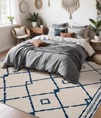 YIHOUSE Boho Rugs for Living Room, 6x9 Western Beige and Blue Area Rug - Image 2