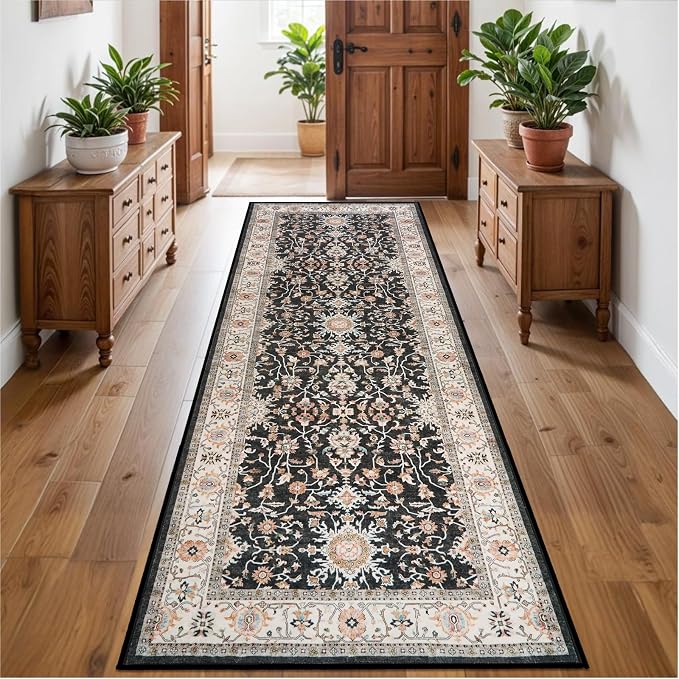 Washable 3x8 Hallway Runner Rug: Non Slip Stain Resistant Runner Rugs Low Pile by TOPRUUG