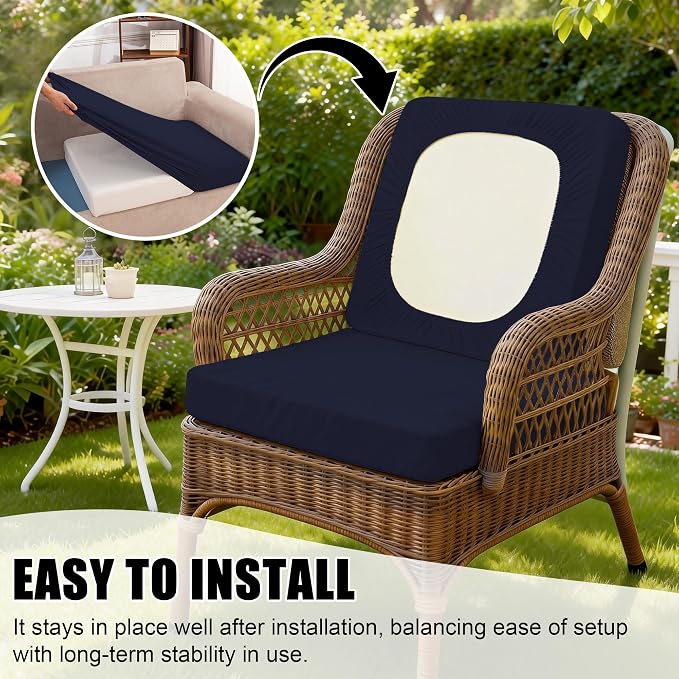 4Pcs Outdoor Cushion Covers, Patio Cushion Covers, Stretch Elastic Slipcovers - Image 5