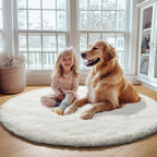 ONASAR Cream White Round Area Rug 4ft, Fluffy Ultra Soft Bedroom Circle Rugs - Image 9