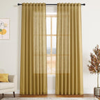 Nanspring Gold Linen Curtains 84 Inch Length 2 Panels Set by Nanspring