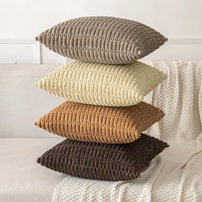 MIULEE Pack of 2 Corduroy Decorative Throw Pillow Covers 16x16 Inch Soft Boho - Image 4