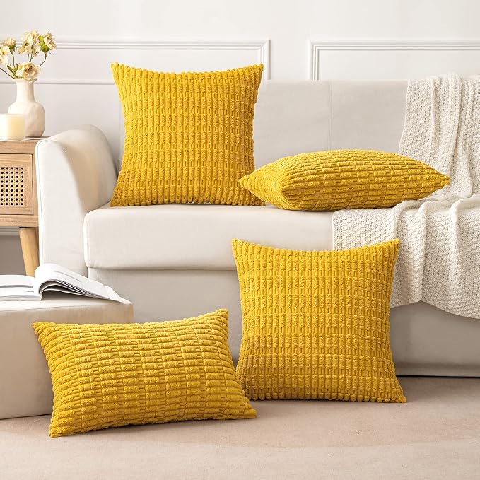MIULEE Pack of 2 Corduroy Decorative Euro Sham Throw Pillow Covers 24x24 Inch - Image 5