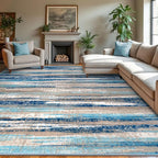 Lansny Modern Abstract 9x12 Large Machine Washable Living Room Rug Non-Slip by lansny
