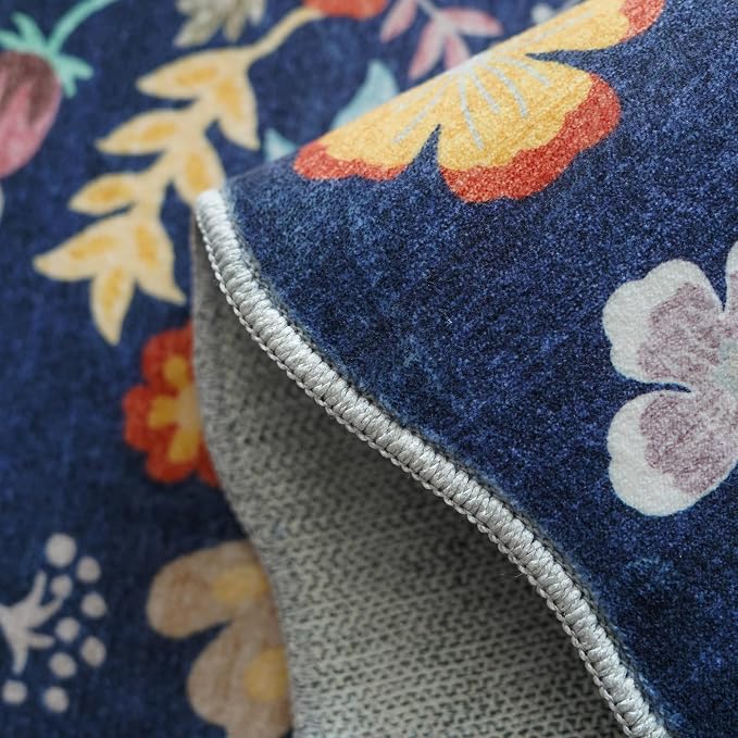 Washable 3x6 Hallway Runner Rug: Low-Pile Floral Scalloped Entryway Runners - Image 4