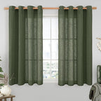 LAMIT Olive Green Light Filtering Linen Curtains, 54 inch Length Linen Textured by LAMIT