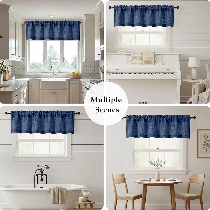 OWENIE Navy Blue Valances for Windows 1 Pcs 18 Inch Length, Light Filtering - Image 7