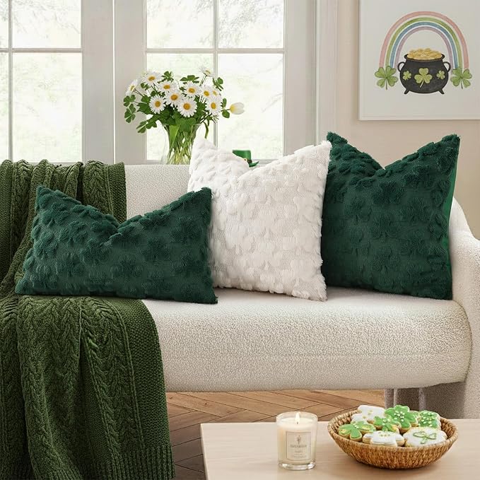 decorUhome St. Patrick’s Day Shamrock Pillow Covers 20x20 Inch Set of 2 - Image 4
