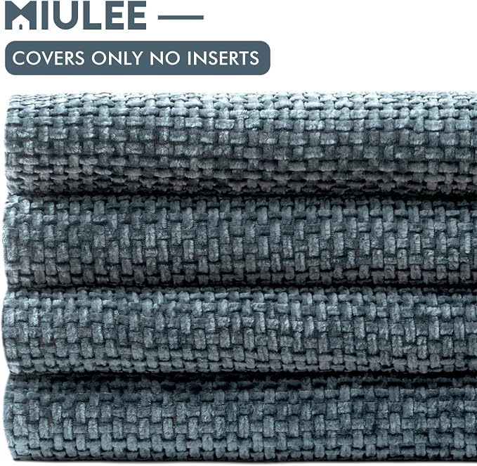 MIULEE Pack of 4 Couch Throw Pillow Covers 18x18 Inch Navy Blue Soft Decorative - Image 6