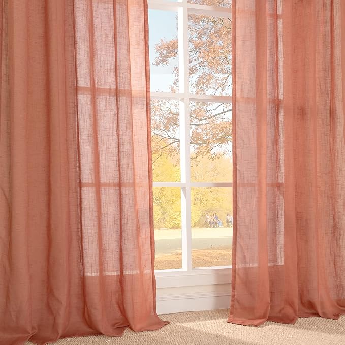 BGment Terracotta Linen Curtains 63 Inches Long - Image 8