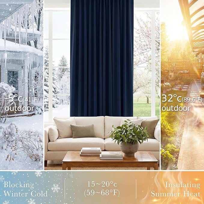 PONY DANCE Navy Curtains for Bedroom - Image 4