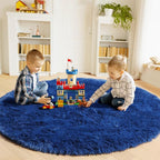 ONASAR Navy Blue Round Area Rugs 5ft, Soft Bedroom Circle Rug Floor Mat - Image 4