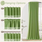 Guken Lime Green 100% Blackout Linen Curtains 108 Inch Length 2 Panels Set - Image 5