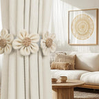 KLOGTSIND Flower Curtain Tiebacks, 6 Pack Boho Curtain Ties Elegant Three - Image 2
