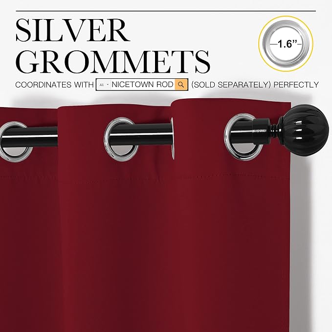 NICETOWN Burgundy Red Blackout Draperies Curtains - Image 3