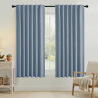 RYB HOME Smoky Blue 100% Blackout Curtains 63 inch Long, Light Blacking & by RYBHOME