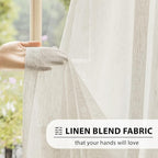 FMFUNCTEX Linen Sheer Curtains for Bedroom, Natural Flax Blend Window Draperies - Image 4